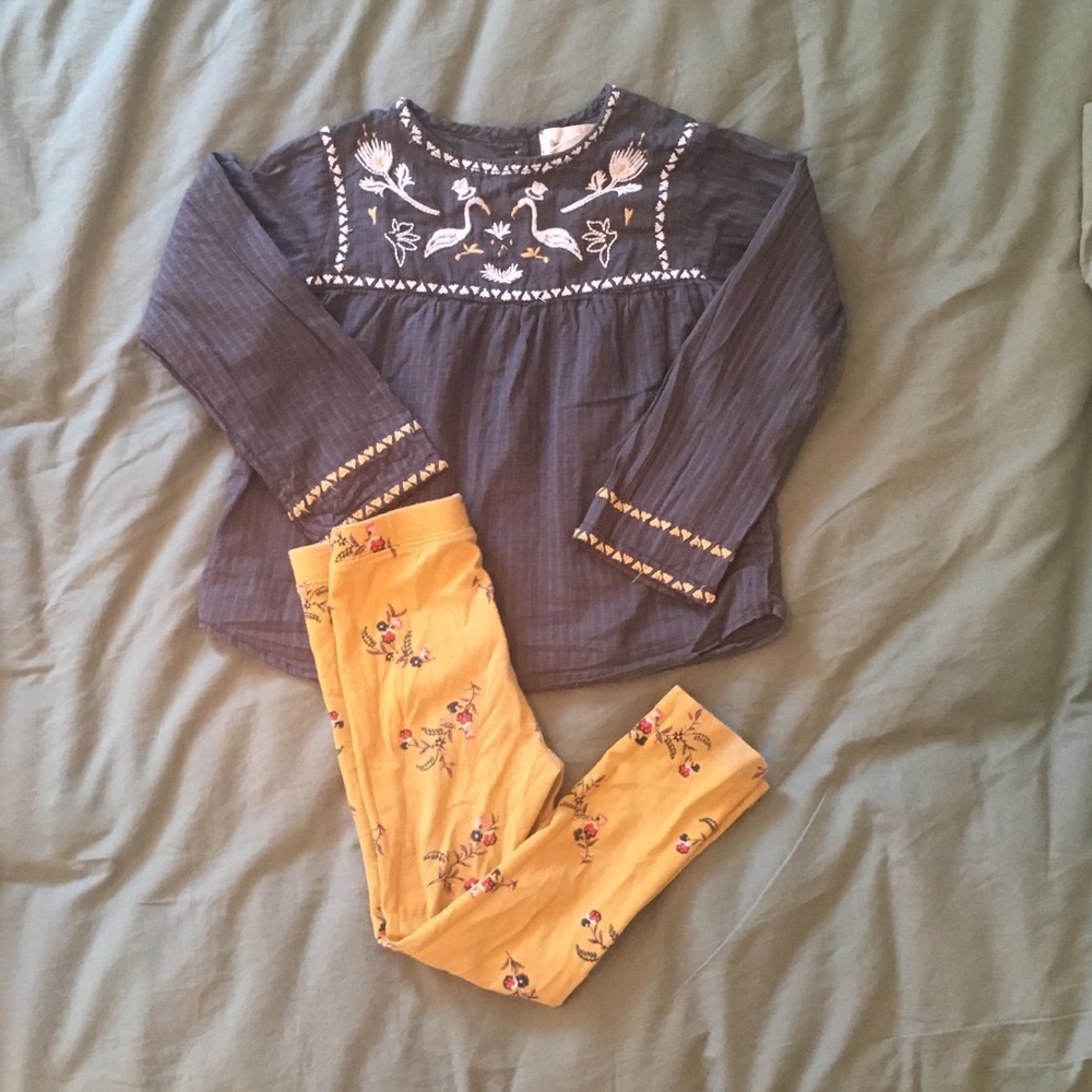 Blouse and leggings outfit